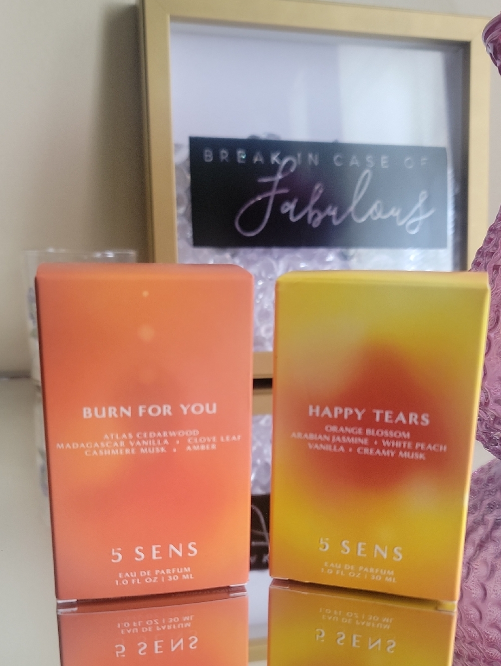 5 Sens 1.0 Fl Oz. Two Bottles. Burn 4 You & Happy Tears. NIB!